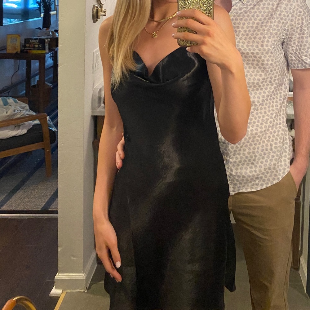 Vici silky black mini dress